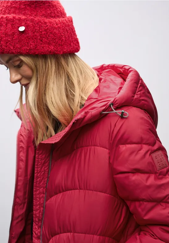 Veste matelassée midi carpet red
