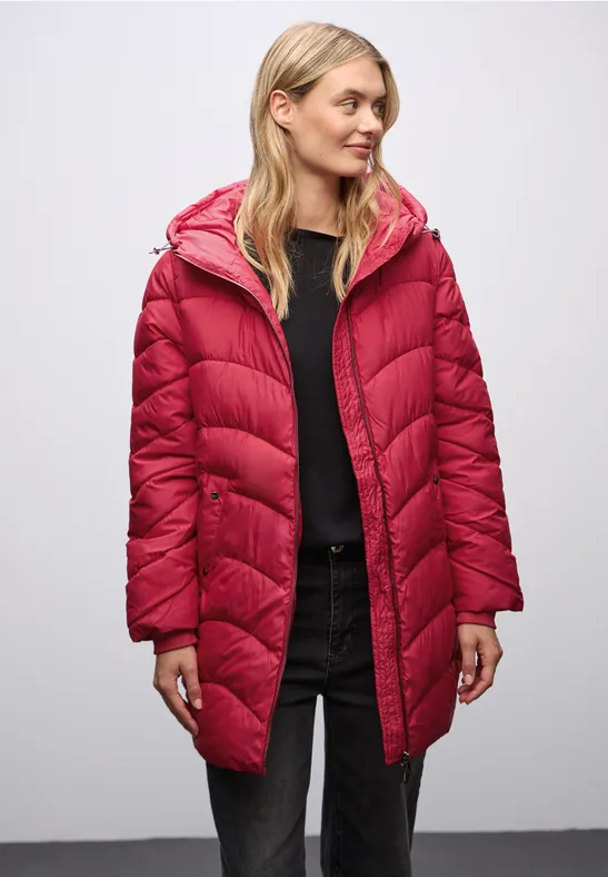 Veste matelassée midi carpet red