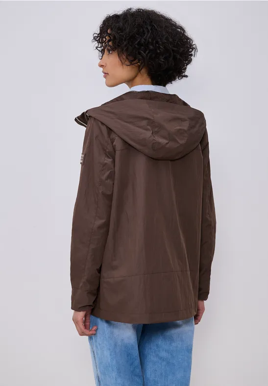 Jacke mit Kapuze und Zipper mahogany brown
