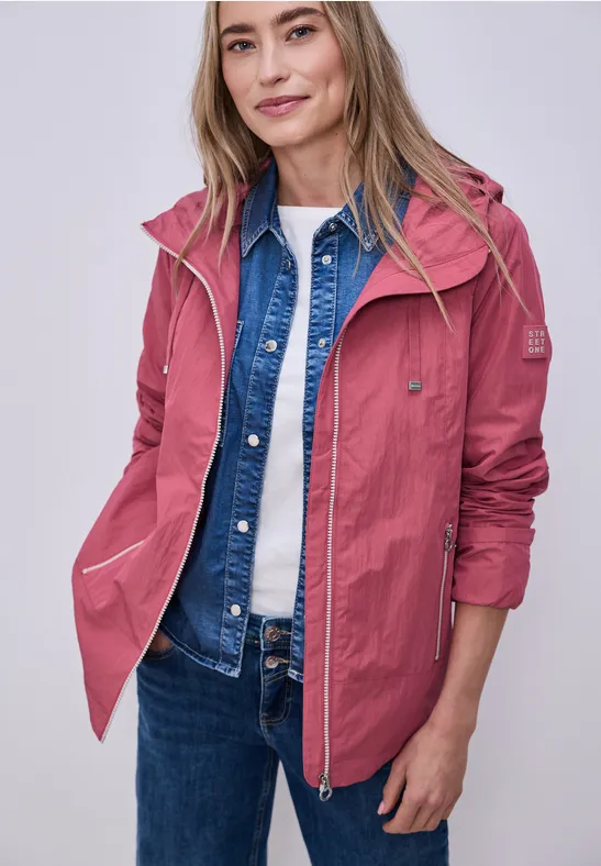 Jacke mit Kapuze und Zipper desert berry