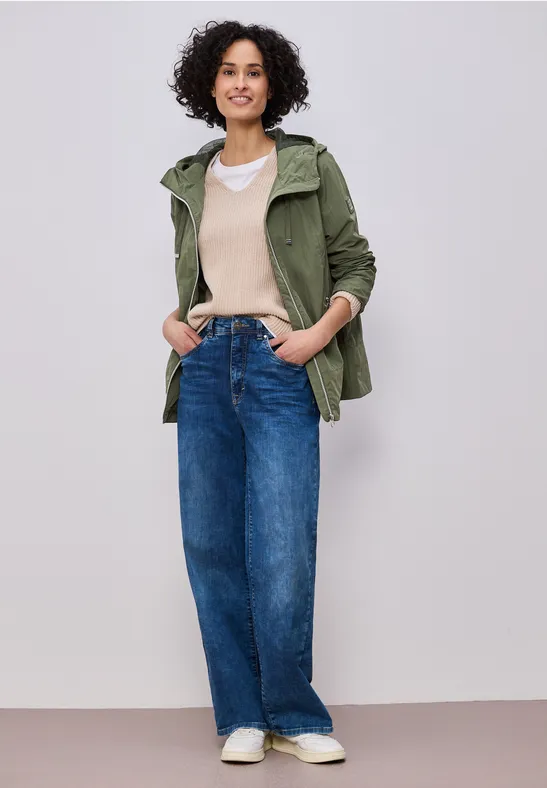 Jacke mit Kapuze und Zipper Dark Vetiver Green