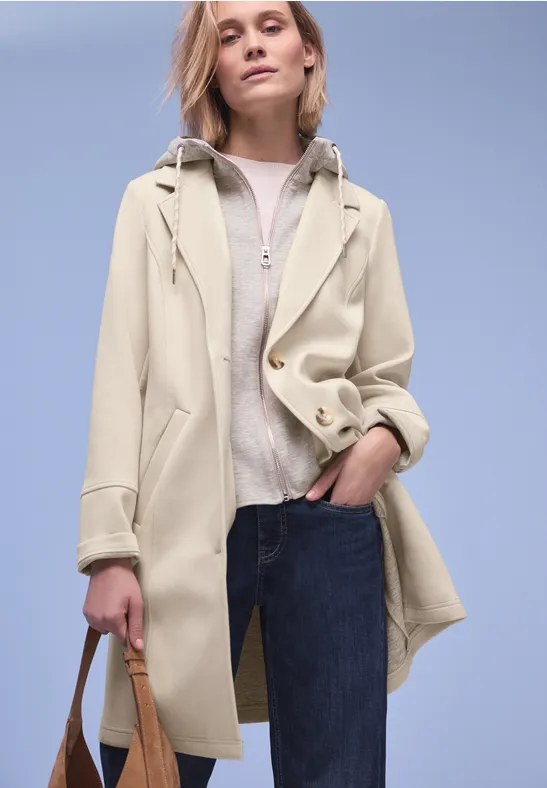 Mantel mit Inlay powder beige