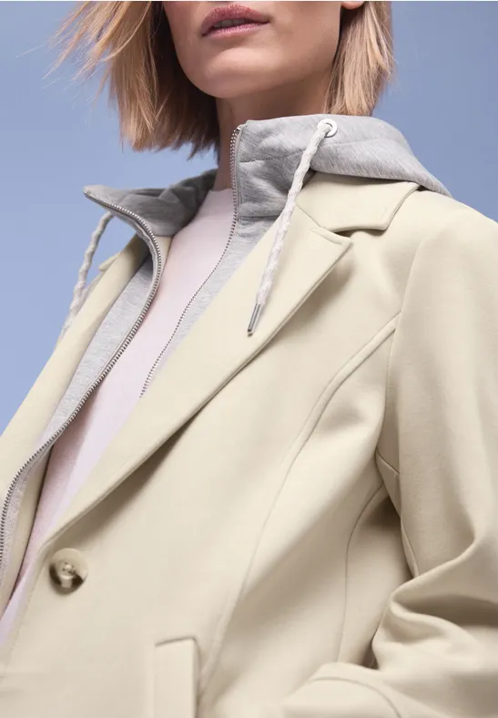 Mantel mit Inlay powder beige