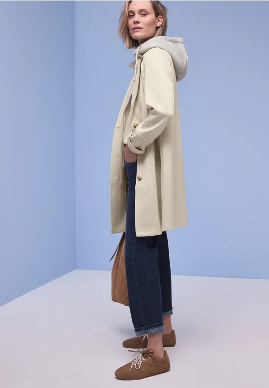 Mantel mit Inlay powder beige