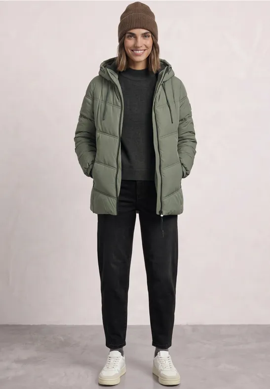 Street One Gevoerde midi-parka met capuchon 