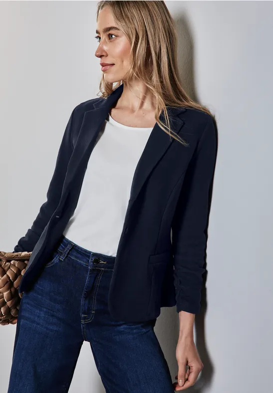 Basic Blazer mit Raffungen deep blue