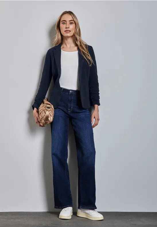 Basic Blazer mit Raffungen deep blue