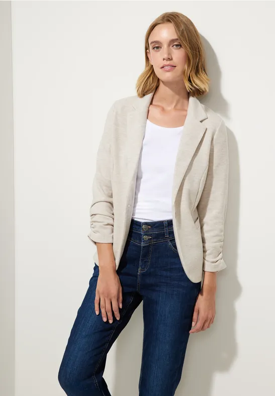 Basic Blazer mit Raffungen blush cream melange