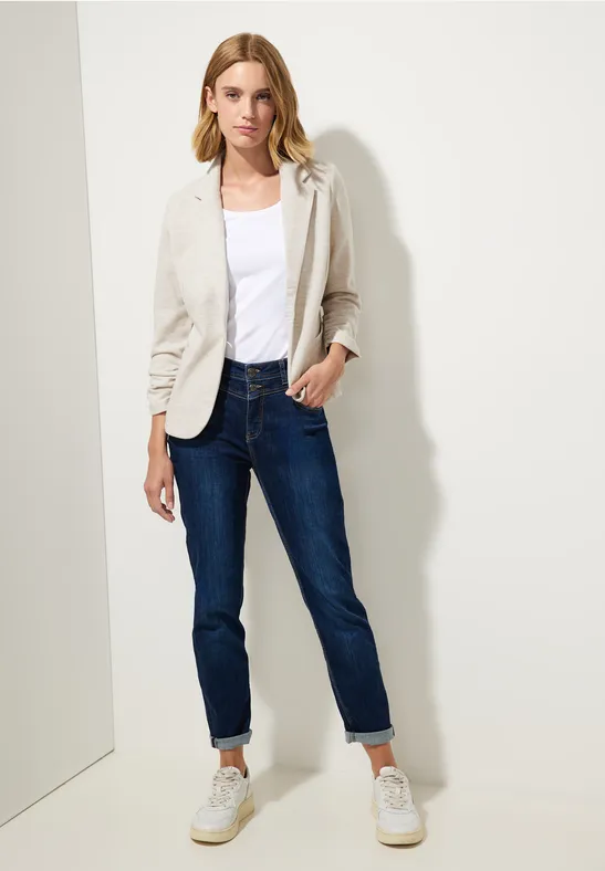 Basic Blazer mit Raffungen blush cream melange