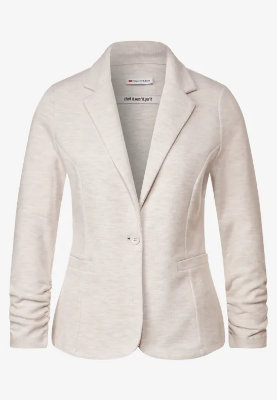Basic Blazer mit Raffungen blush cream melange