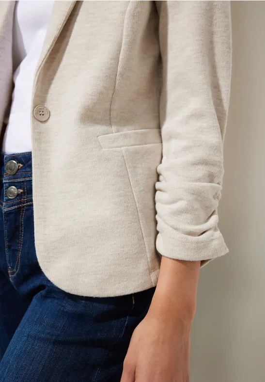 Basic Blazer mit Raffungen blush cream melange