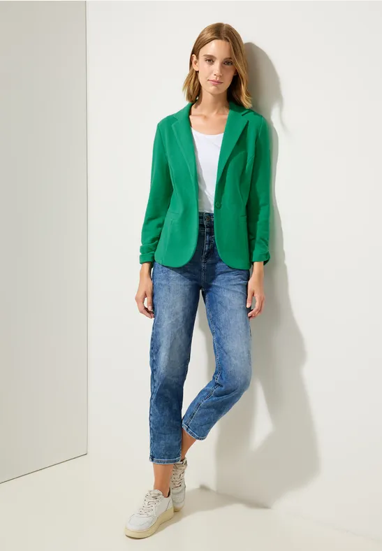 Basic Blazer mit Raffungen dark cameo green