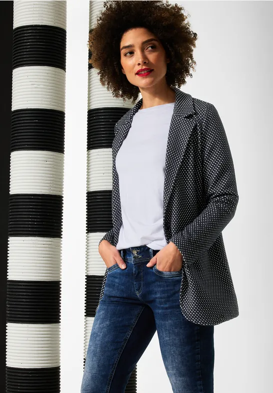 Longblazer mit Minimalprint deep blue