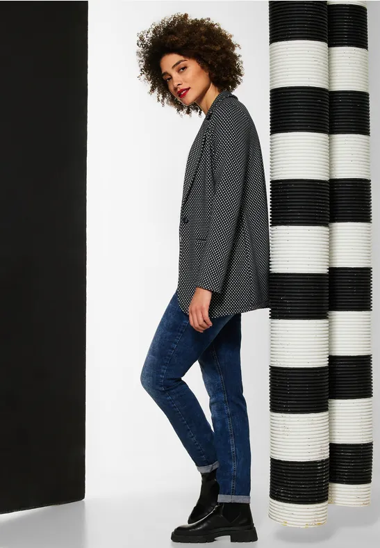 Longblazer mit Minimalprint deep blue