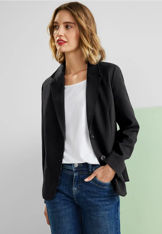 Twill Blazer in Unifarbe Black