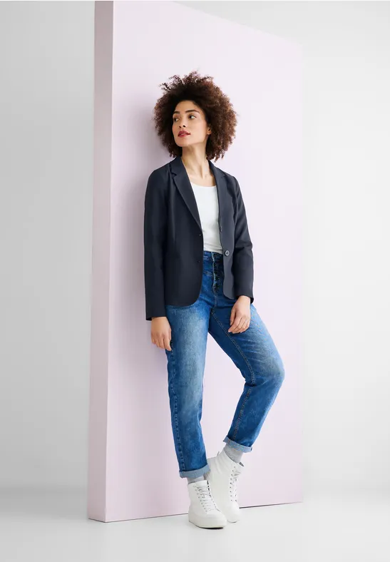 Twill Blazer in Unifarbe deep blue