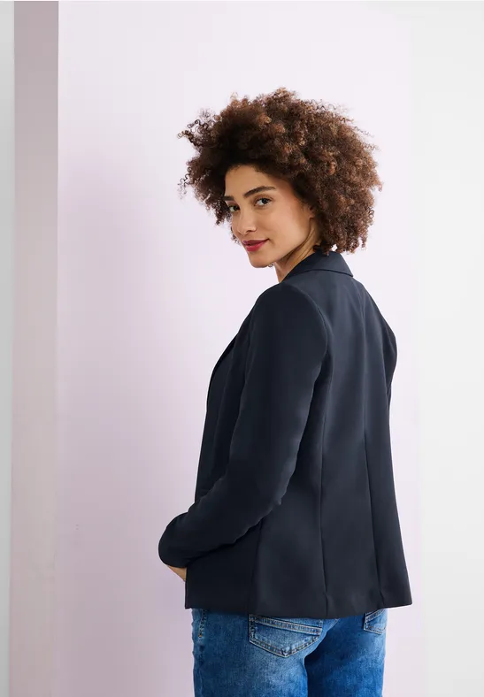 Twill Blazer in Unifarbe deep blue
