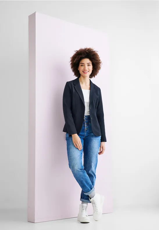 Twill Blazer in Unifarbe deep blue