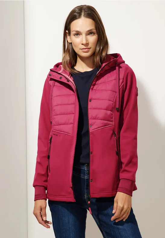 Jacke im Materialmix peony red