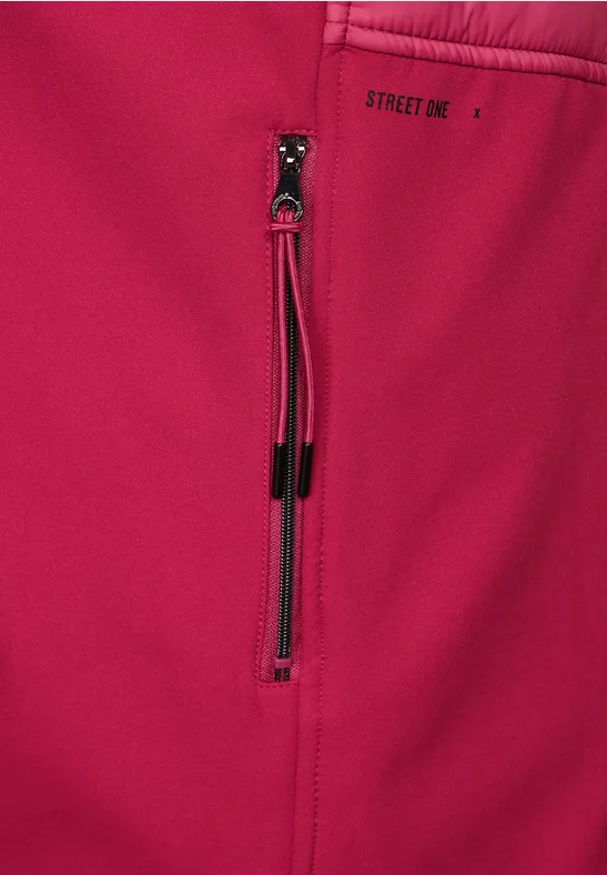 Jacke im Materialmix peony red