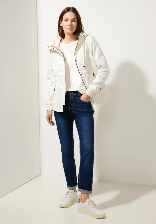 Jacke im Materialmix snow cream