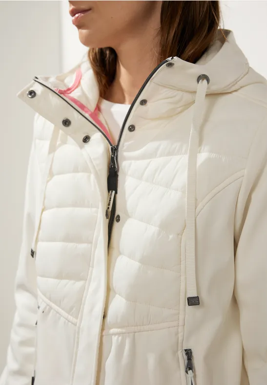 Jacke im Materialmix snow cream