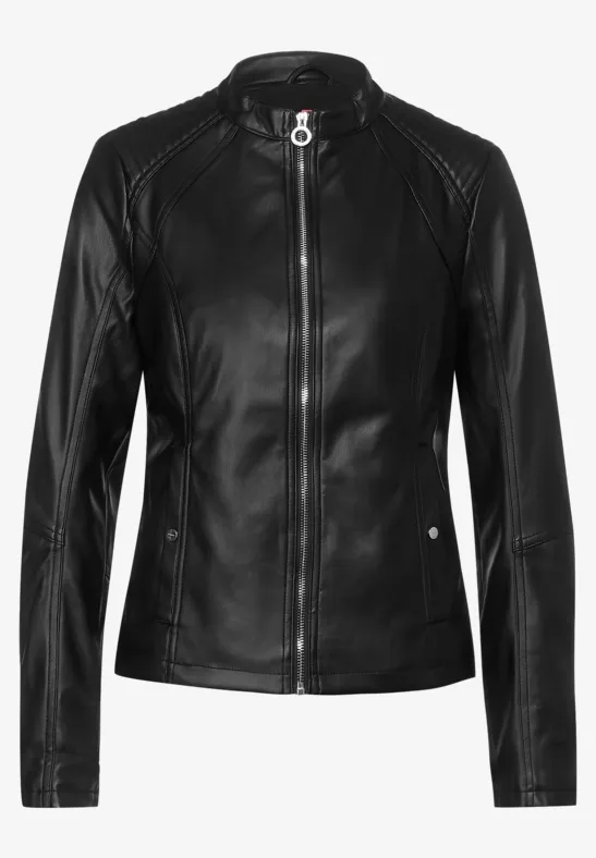 Jacke in Lederoptik Black