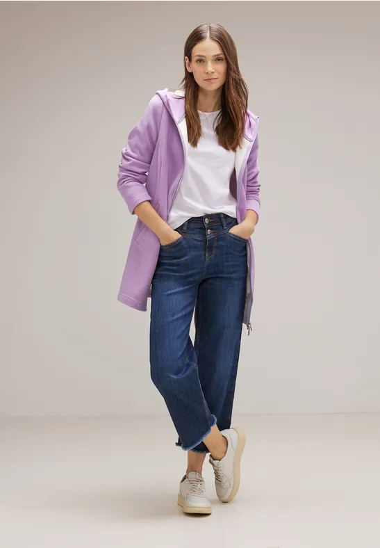 Lange Hoodie Jacke pure lilac melange