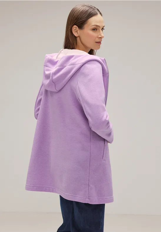 Lange Hoodie Jacke pure lilac melange