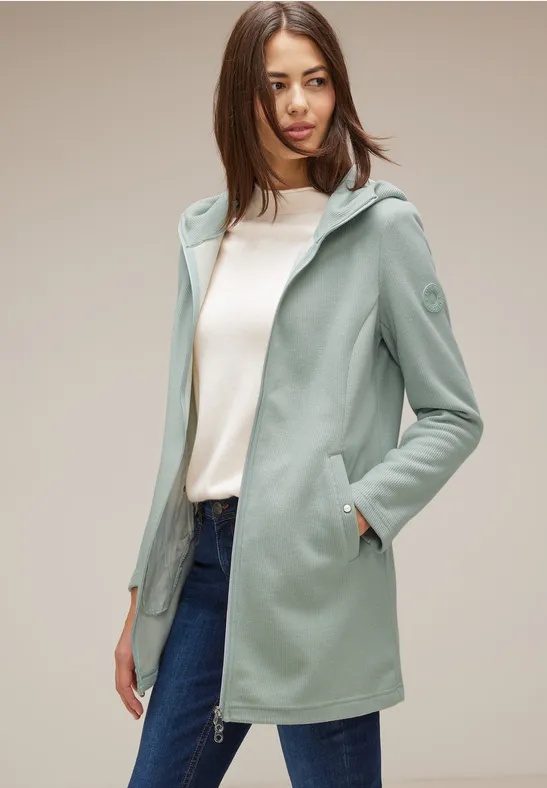 Lange Hoodie Jacke wave green melange