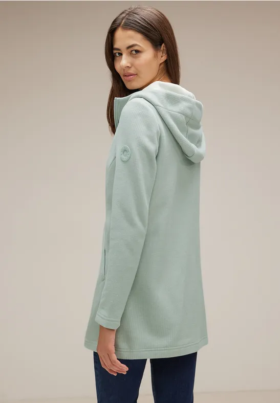 Lange Hoodie Jacke wave green melange