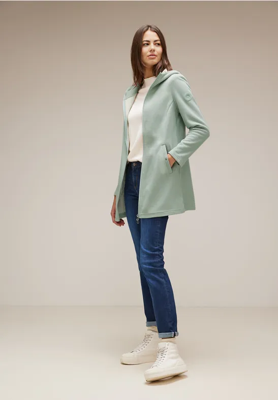 Lange Hoodie Jacke wave green melange