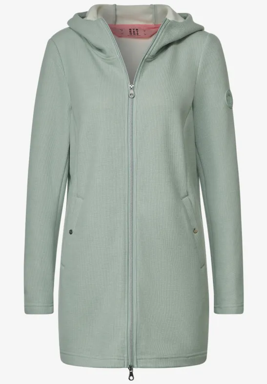 Lange Hoodie Jacke wave green melange