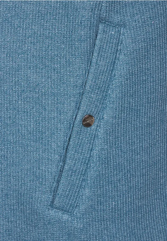 Lange Hoodie Jacke satin blue melange