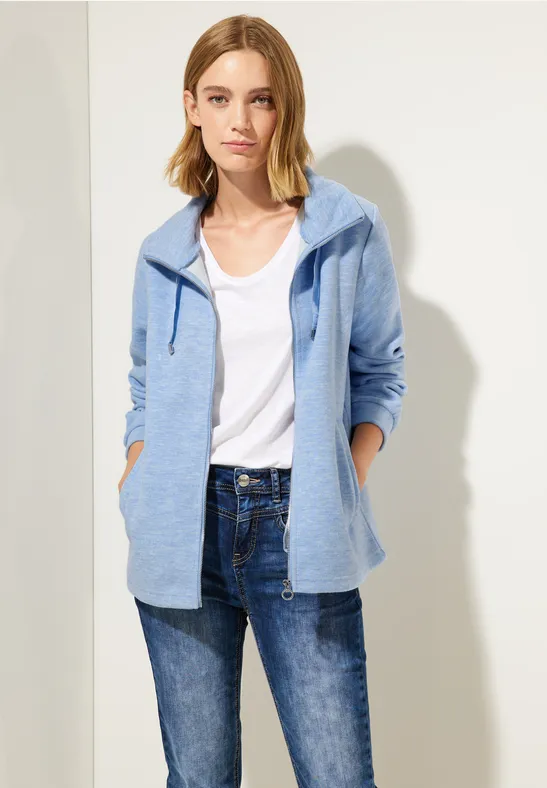 Sweatjacke in Melangeoptik feather blue melange