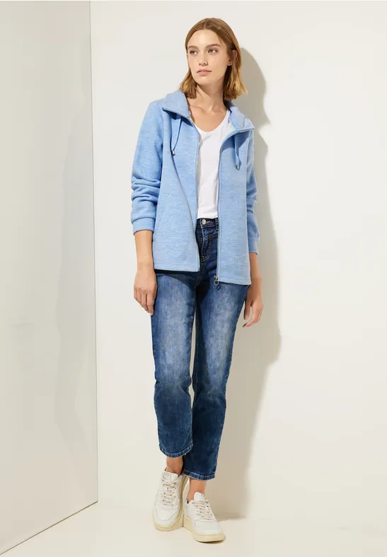 Sweatjacke in Melangeoptik feather blue melange