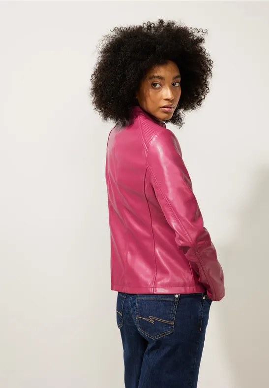 Jacke in Lederoptik peony red