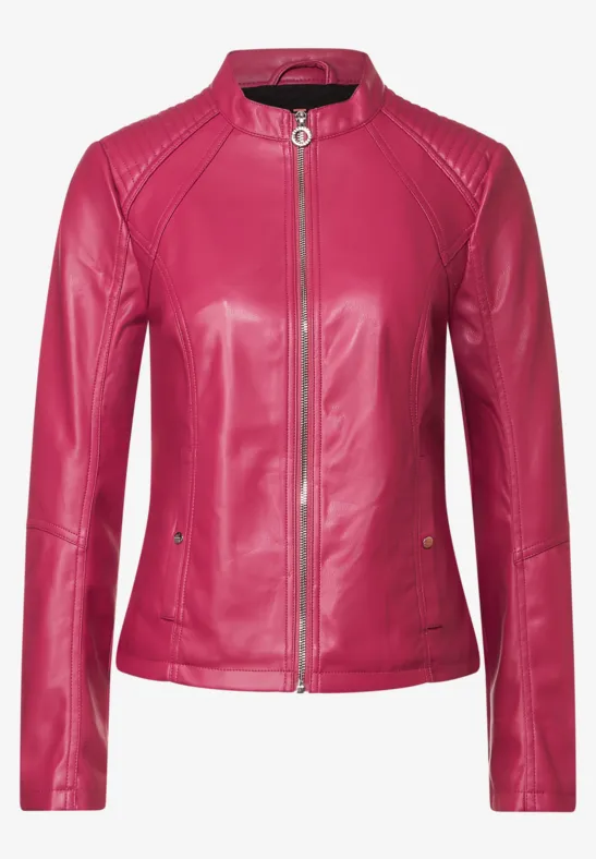 Jacke in Lederoptik peony red