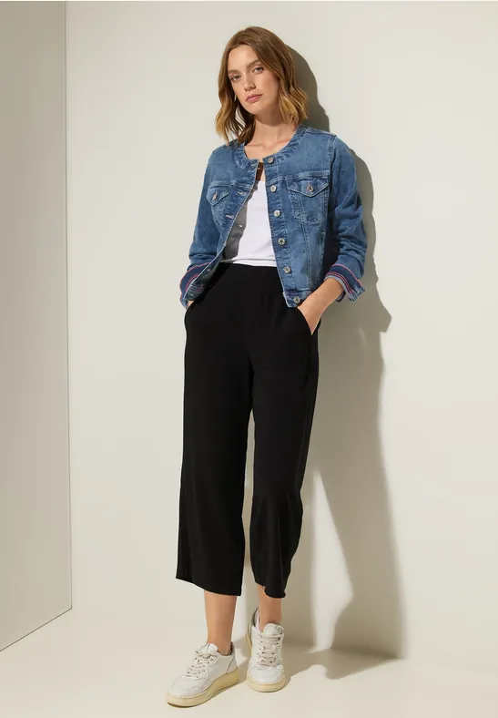 Mittelblaue Jeansjacke mid indigo random wash