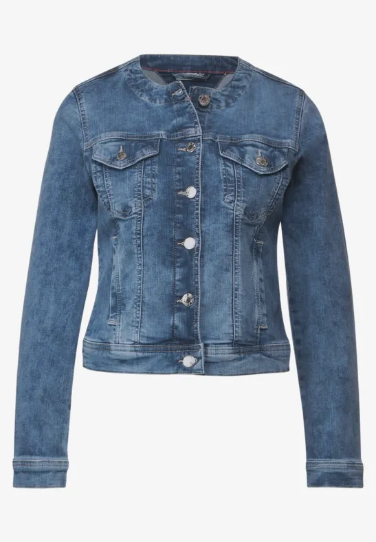 Mittelblaue Jeansjacke mid indigo random wash