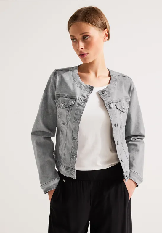 Graue Jeansjacke heavy grey bleached