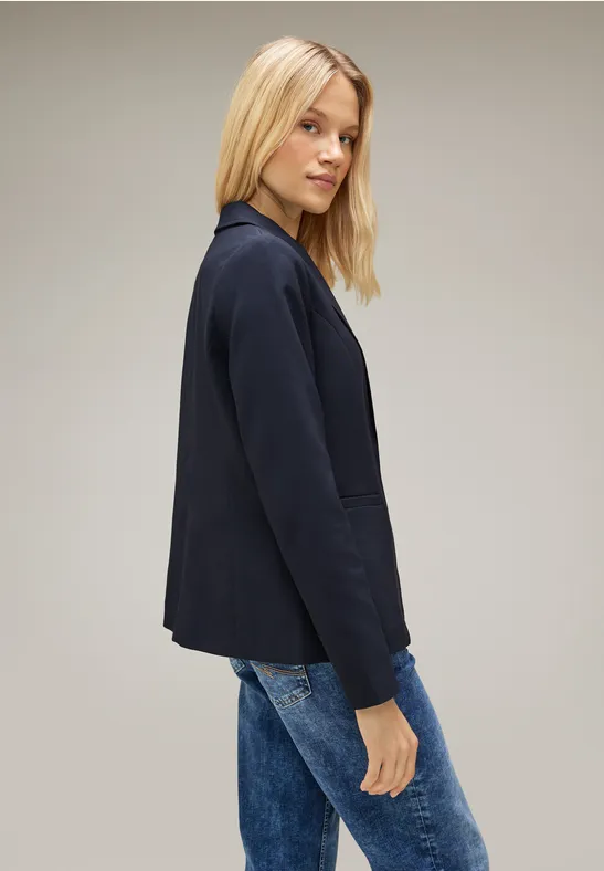 Twill Blazer in Unifarbe deep blue