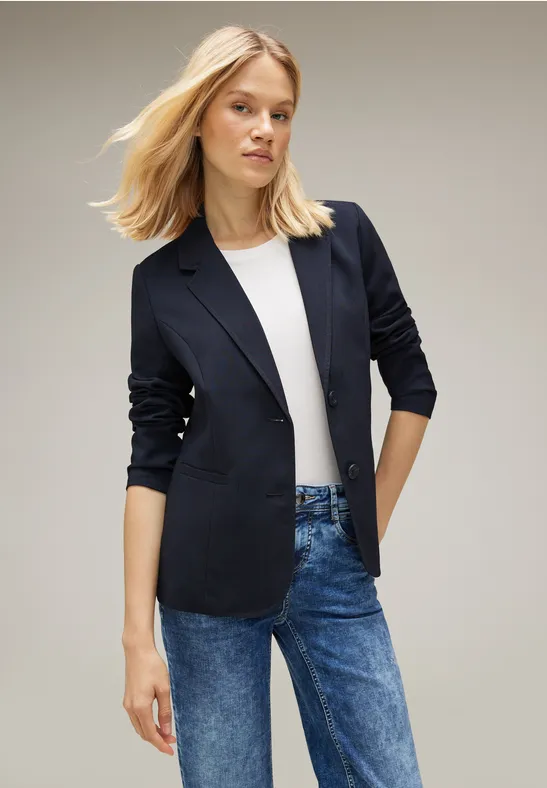 Twill Blazer in Unifarbe deep blue