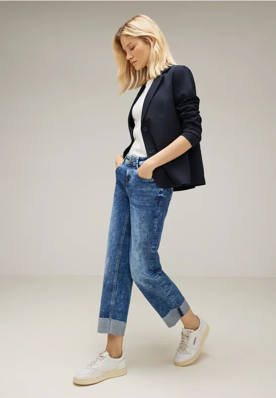 Twill Blazer in Unifarbe deep blue