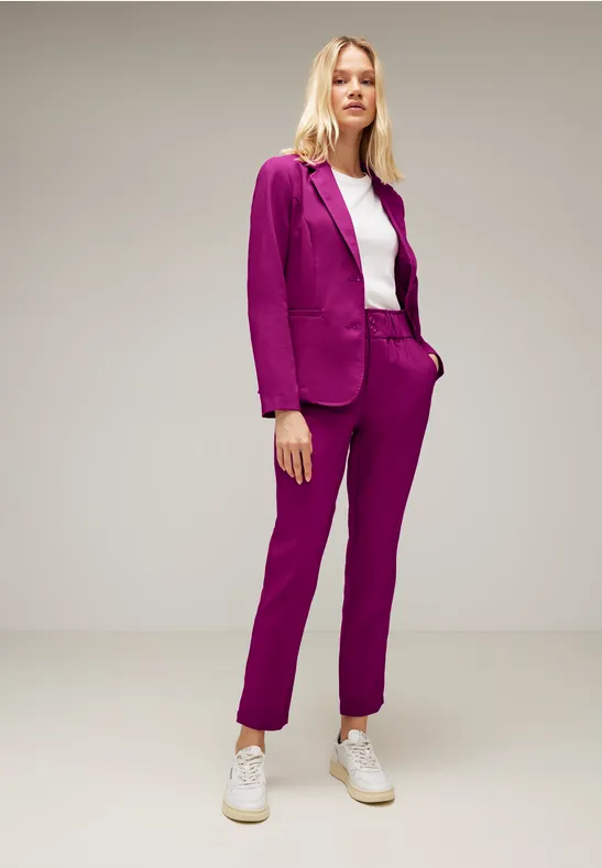 Twill Blazer in Unifarbe magenta pink