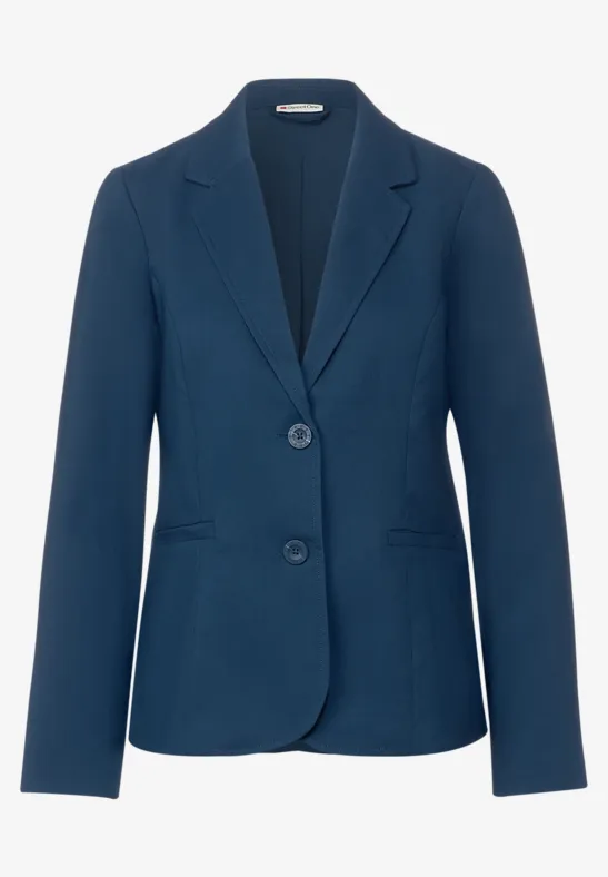Twill Blazer in Unifarbe atlantic blue
