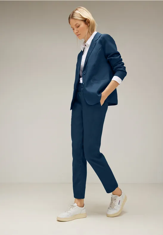 Twill Blazer in Unifarbe atlantic blue