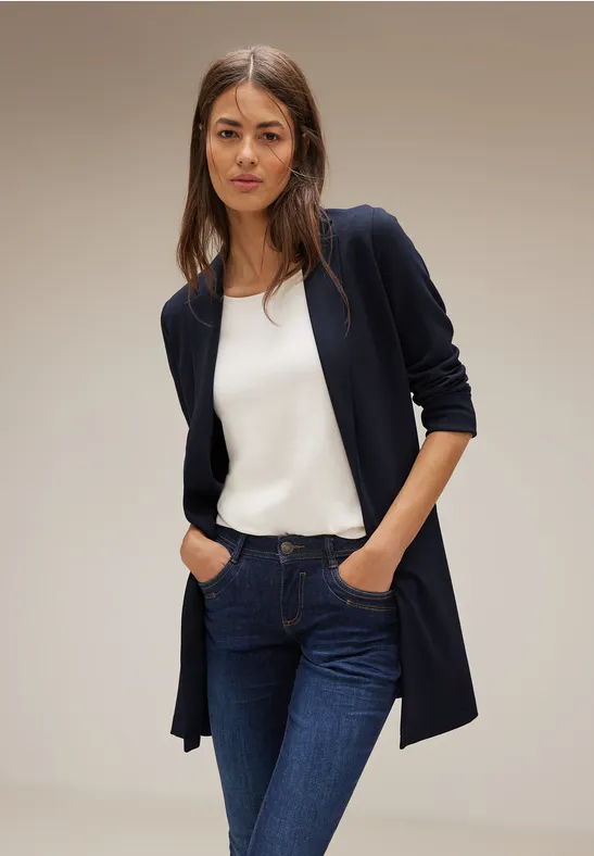 Offener Long Basic Blazer deep blue