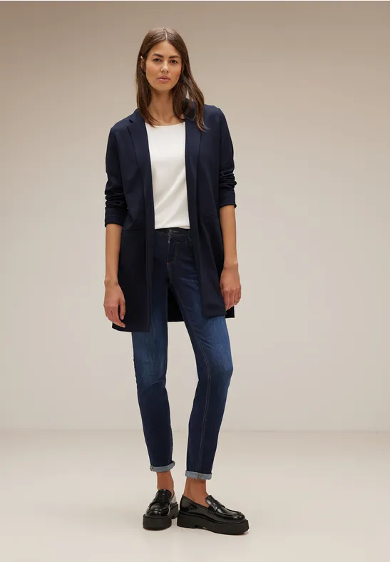 Offener Long Basic Blazer deep blue