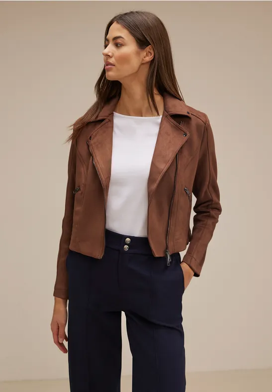 Velours Bikerjacke light glowy brown